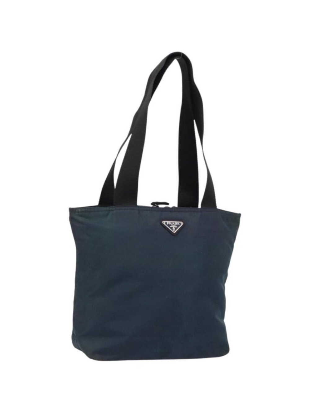 PRADA Tote Bag Nylon Navy Silver